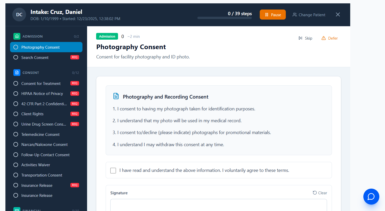 Intake Wizard Dashboard