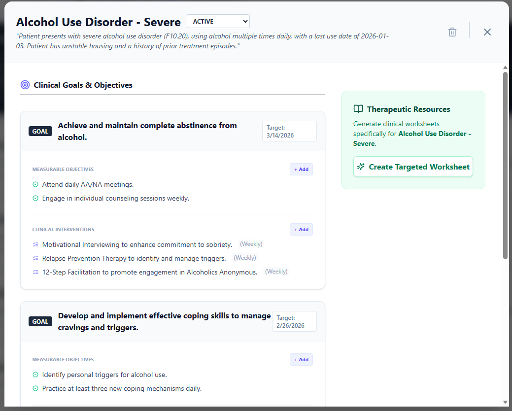 Treatment Plan Builder